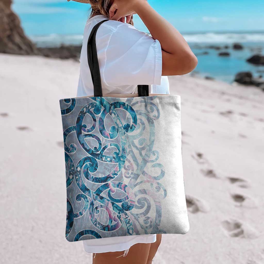 Turquoise Paua Shell Maori Tote Bag Koru Kowhaiwhai - Aussie Hoodie