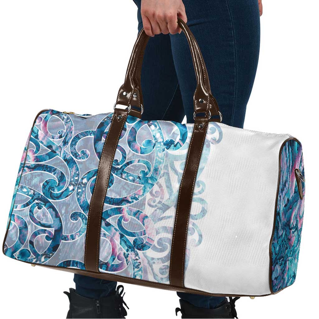 Turquoise Paua Shell Maori Travel Bag Koru Kowhaiwhai - Aussie Hoodie