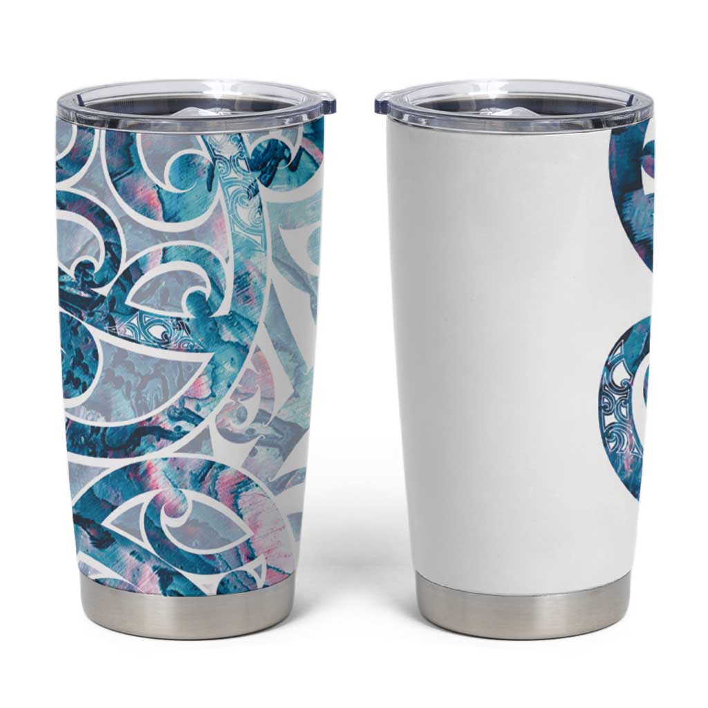 Turquoise Paua Shell Maori Tumbler Cup Koru Kowhaiwhai - Aussie Hoodie
