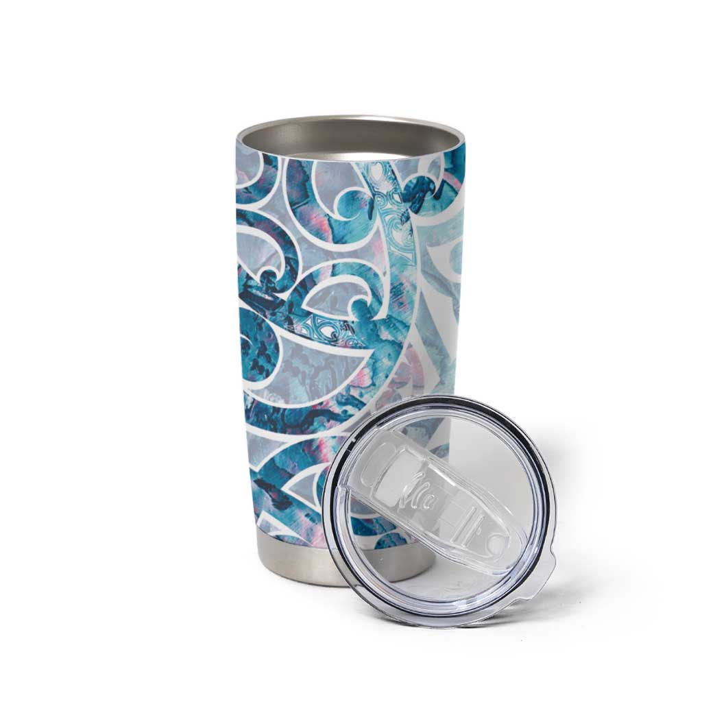 Turquoise Paua Shell Maori Tumbler Cup Koru Kowhaiwhai - Aussie Hoodie