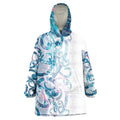 Turquoise Paua Shell Maori Wearable Blanket Hoodie Koru Kowhaiwhai - Aussie Hoodie