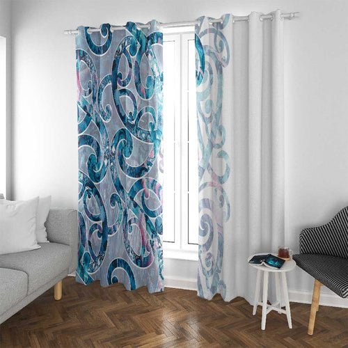 Turquoise Paua Shell Maori Window Curtain Koru Kowhaiwhai - Aussie Hoodie