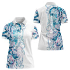 Turquoise Paua Shell Maori Women Polo Shirt Koru Kowhaiwhai - Aussie Hoodie