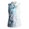 Turquoise Paua Shell Maori Women Sleeveless Polo Shirt Koru Kowhaiwhai - Aussie Hoodie