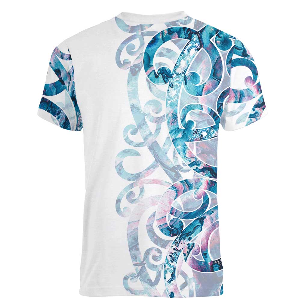 Turquoise Paua Shell Maori Women V-Neck T-Shirt Koru Kowhaiwhai - Aussie Hoodie
