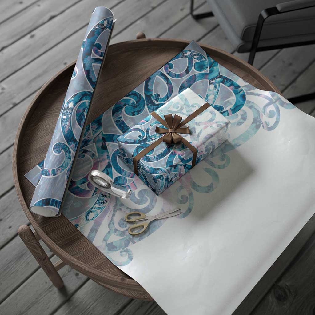 Turquoise Paua Shell Maori Wrapping Paper Koru Kowhaiwhai