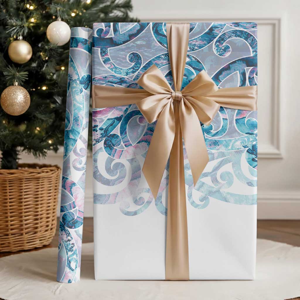 Turquoise Paua Shell Maori Wrapping Paper Koru Kowhaiwhai
