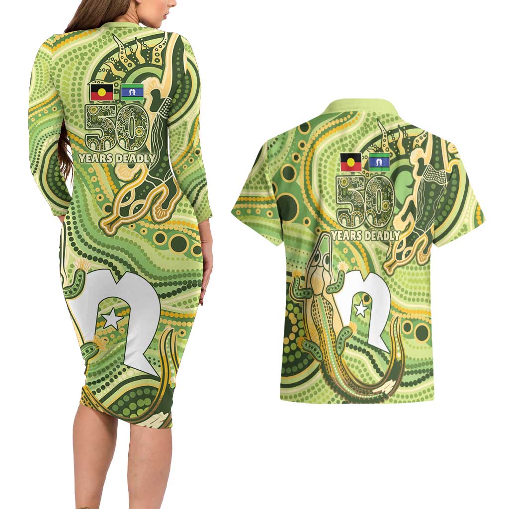 2026 NAIDOC Week 50 Years Deadly Couples Matching Long Sleeve Bodycon Dress and Hawaiian Shirt Flows of Time