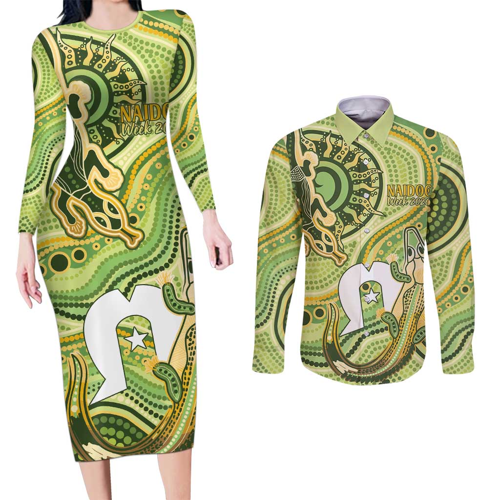 2026 NAIDOC Week 50 Years Deadly Couples Matching Long Sleeve Bodycon Dress and Long Sleeve Button Shirt Flows of Time