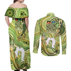 2026 NAIDOC Week 50 Years Deadly Couples Matching Off Shoulder Maxi Dress and Long Sleeve Button Shirt Flows of Time
