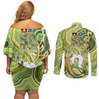 2026 NAIDOC Week 50 Years Deadly Couples Matching Off Shoulder Short Dress and Long Sleeve Button Shirt Flows of Time