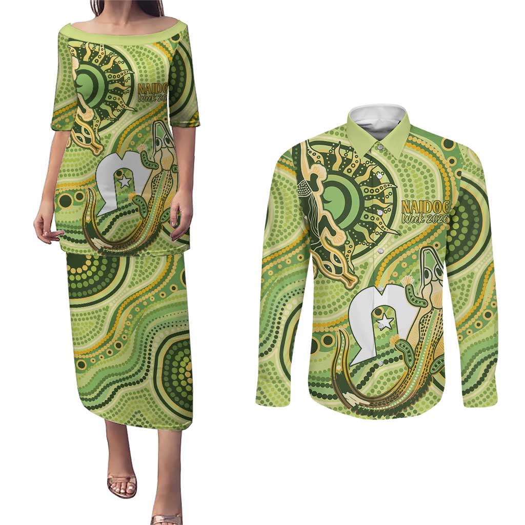 2026 NAIDOC Week 50 Years Deadly Couples Matching Puletasi and Long Sleeve Button Shirt Flows of Time