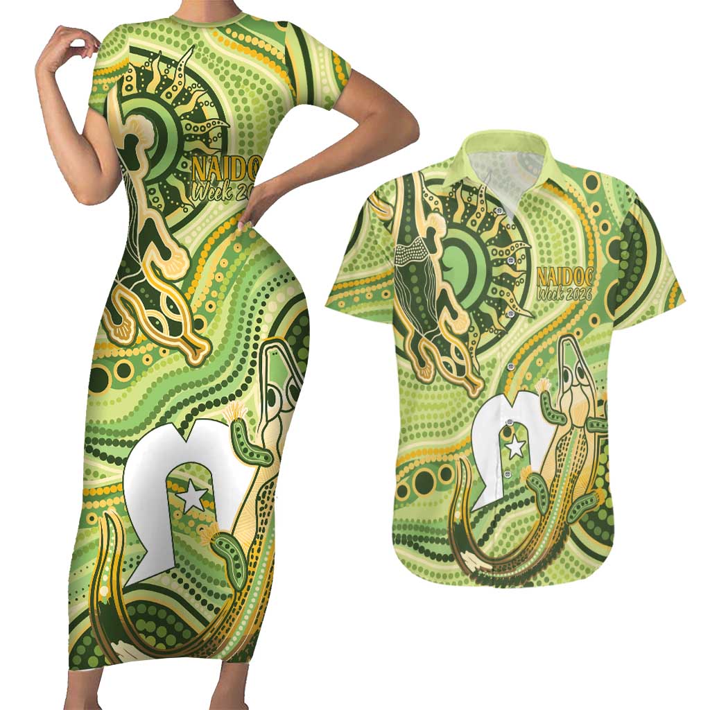 2026 NAIDOC Week 50 Years Deadly Couples Matching Short Sleeve Bodycon Dress and Hawaiian Shirt Flows of Time
