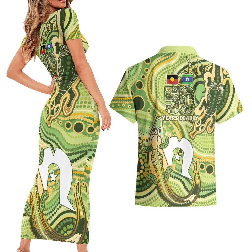 2026 NAIDOC Week 50 Years Deadly Couples Matching Short Sleeve Bodycon Dress and Hawaiian Shirt Flows of Time