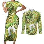 2026 NAIDOC Week 50 Years Deadly Couples Matching Short Sleeve Bodycon Dress and Long Sleeve Button Shirt Flows of Time
