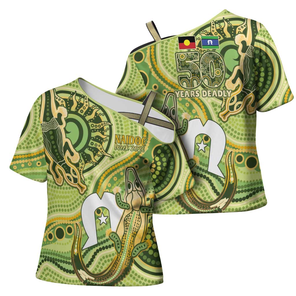 2026 NAIDOC Week 50 Years Deadly Cross Shoulder Shirt Flows of Time