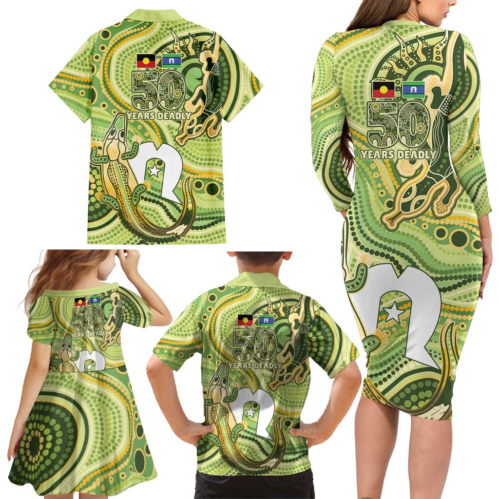 2026 NAIDOC Week 50 Years Deadly Family Matching Long Sleeve Bodycon Dress and Hawaiian Shirt Flows of Time