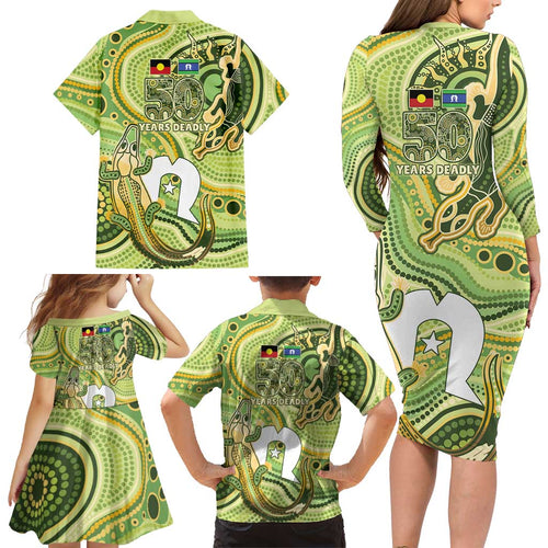 2026 NAIDOC Week 50 Years Deadly Family Matching Long Sleeve Bodycon Dress and Hawaiian Shirt Flows of Time