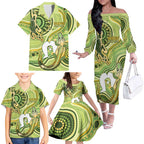 2026 NAIDOC Week 50 Years Deadly Family Matching Off The Shoulder Long Sleeve Dress and Hawaiian Shirt Flows of Time