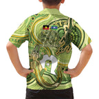 2026 NAIDOC Week 50 Years Deadly Family Matching Off Shoulder Short Dress and Hawaiian Shirt Flows of Time