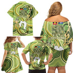 2026 NAIDOC Week 50 Years Deadly Family Matching Off Shoulder Short Dress and Hawaiian Shirt Flows of Time