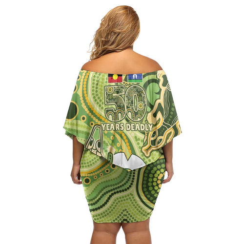 2026 NAIDOC Week 50 Years Deadly Family Matching Off Shoulder Short Dress and Hawaiian Shirt Flows of Time