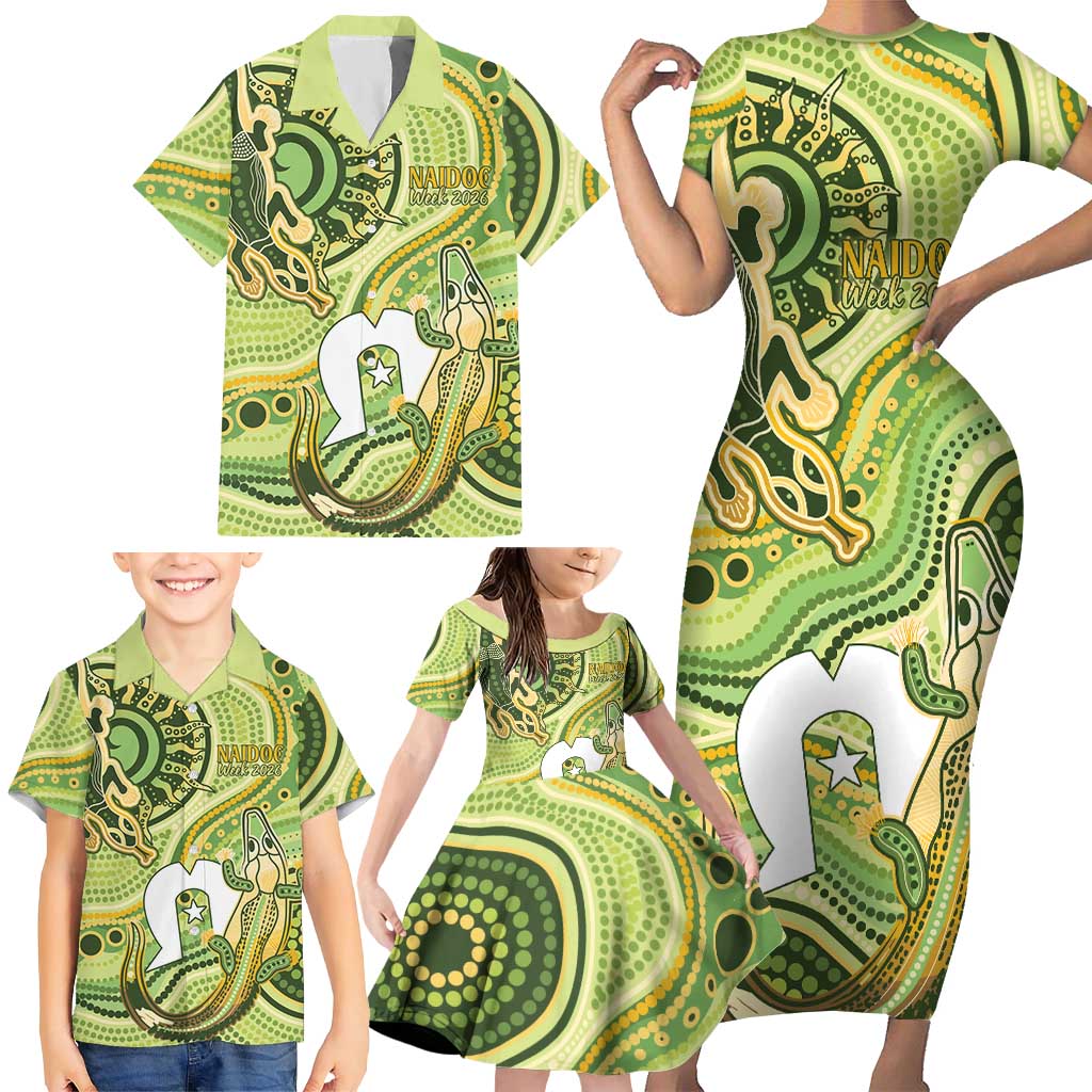 2026 NAIDOC Week 50 Years Deadly Family Matching Short Sleeve Bodycon Dress and Hawaiian Shirt Flows of Time
