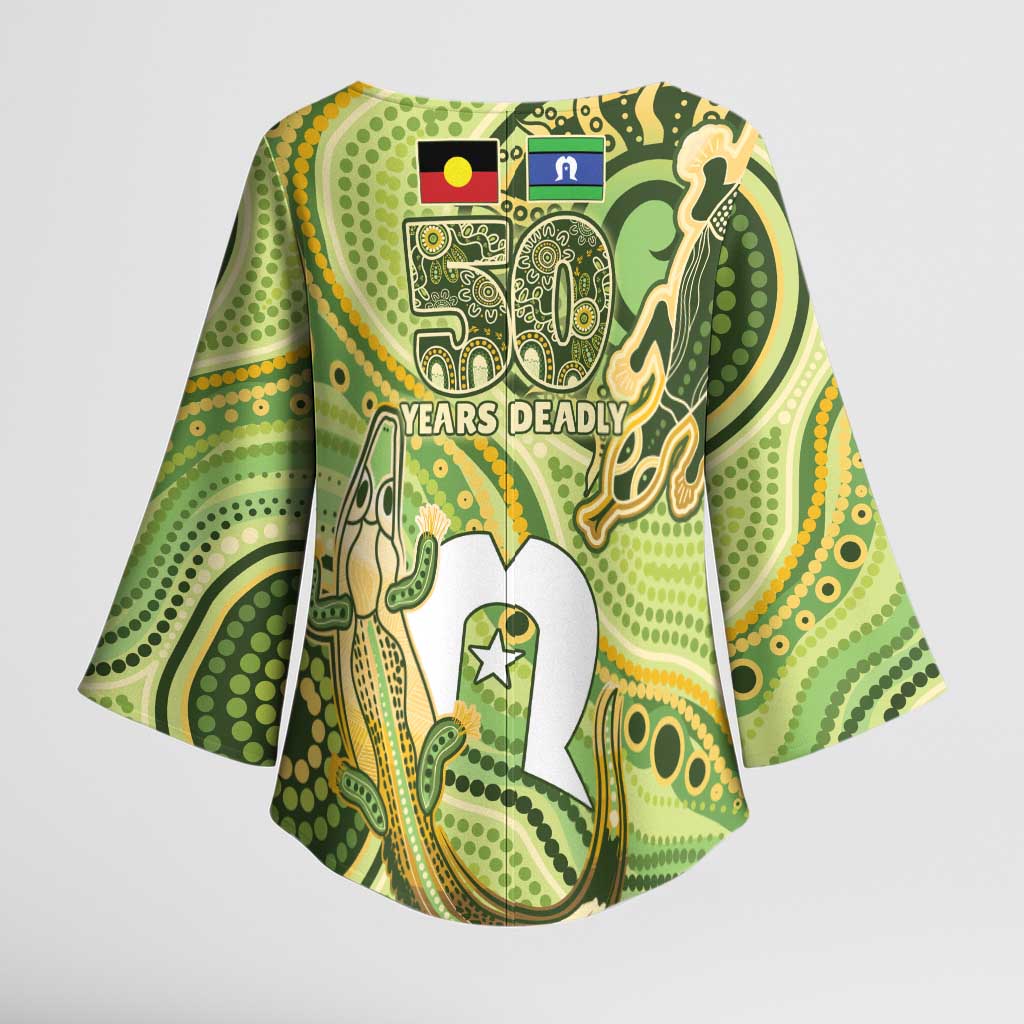 2026 NAIDOC Week 50 Years Deadly Kimono Sleeve Blouse Flows of Time