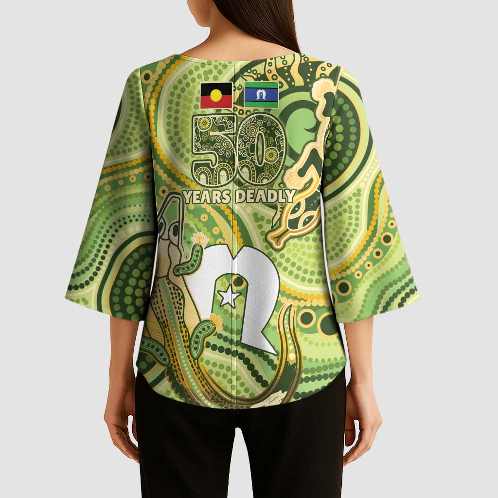 2026 NAIDOC Week 50 Years Deadly Kimono Sleeve Blouse Flows of Time