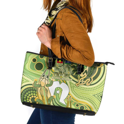 2026 NAIDOC Week 50 Years Deadly Leather Tote Bag Flows of Time