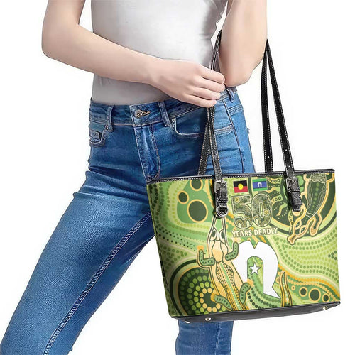 2026 NAIDOC Week 50 Years Deadly Leather Tote Bag Flows of Time