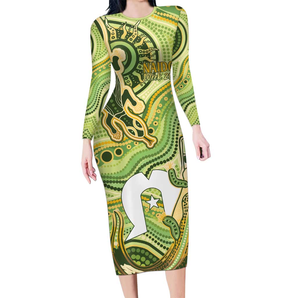 2026 NAIDOC Week 50 Years Deadly Long Sleeve Bodycon Dress Flows of Time