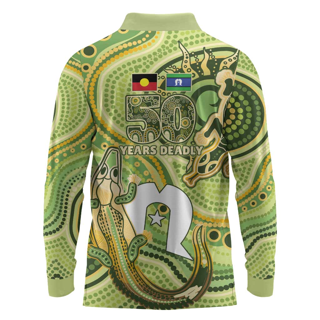 2026 NAIDOC Week 50 Years Deadly Long Sleeve Polo Shirt Flows of Time