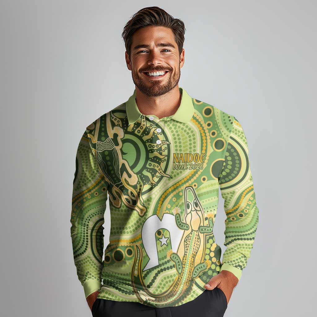 2026 NAIDOC Week 50 Years Deadly Long Sleeve Polo Shirt Flows of Time