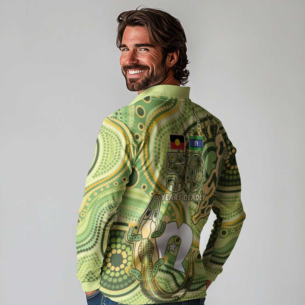 2026 NAIDOC Week 50 Years Deadly Long Sleeve Polo Shirt Flows of Time