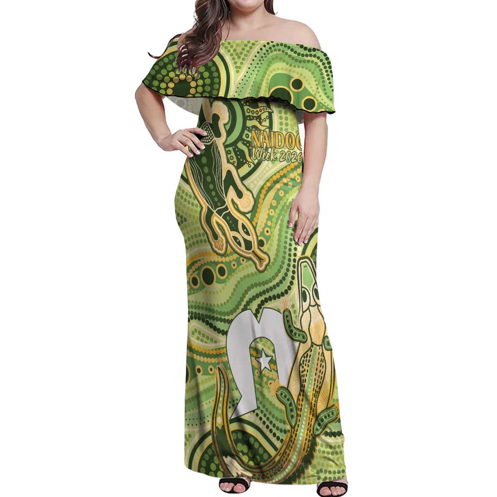 2026 NAIDOC Week 50 Years Deadly Off Shoulder Maxi Dress Flows of Time