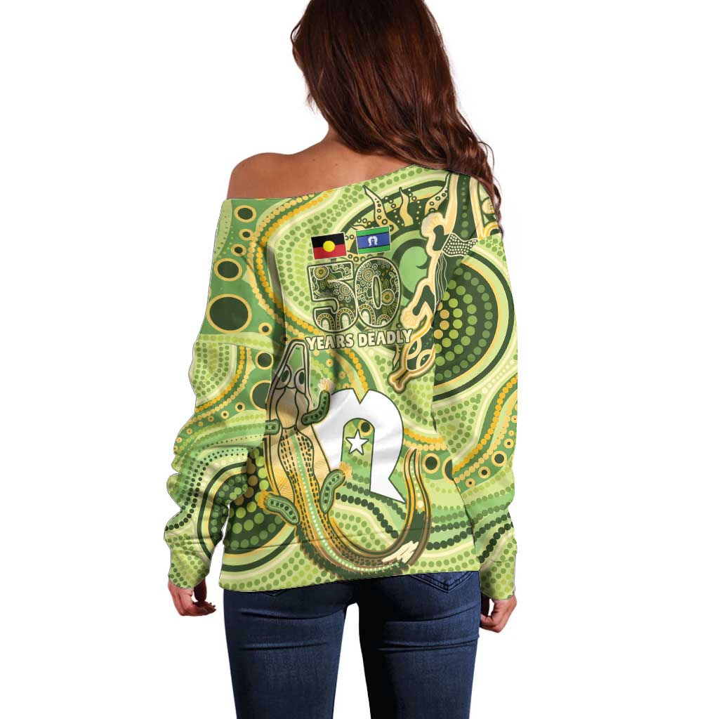 2026 NAIDOC Week 50 Years Deadly Off Shoulder Sweater Flows of Time