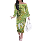 2026 NAIDOC Week 50 Years Deadly Off The Shoulder Long Sleeve Dress Flows of Time