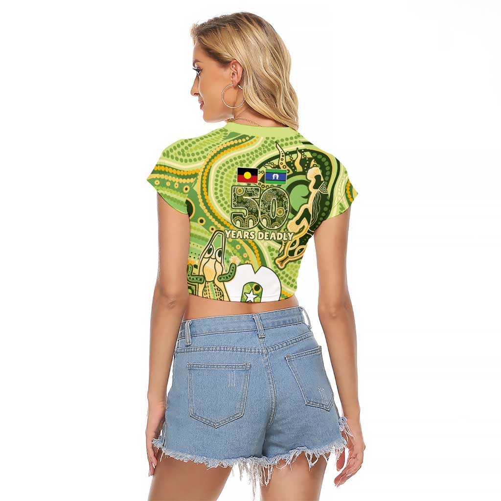 2026 NAIDOC Week 50 Years Deadly Raglan Cropped T Shirt Flows of Time