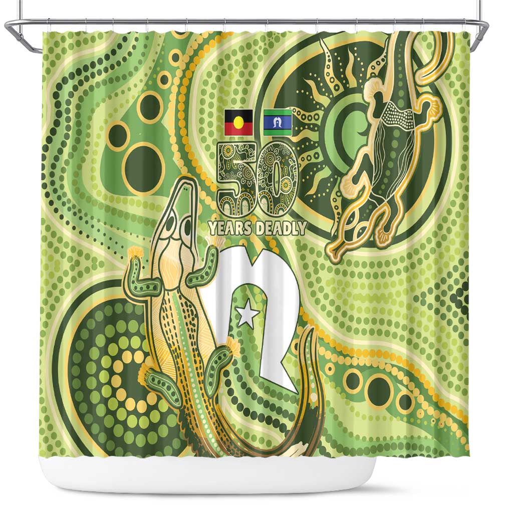 2026 NAIDOC Week 50 Years Deadly Shower Curtain Flows of Time