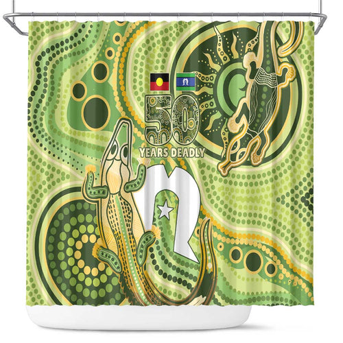 2026 NAIDOC Week 50 Years Deadly Shower Curtain Flows of Time
