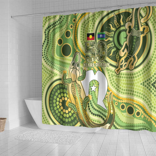 2026 NAIDOC Week 50 Years Deadly Shower Curtain Flows of Time