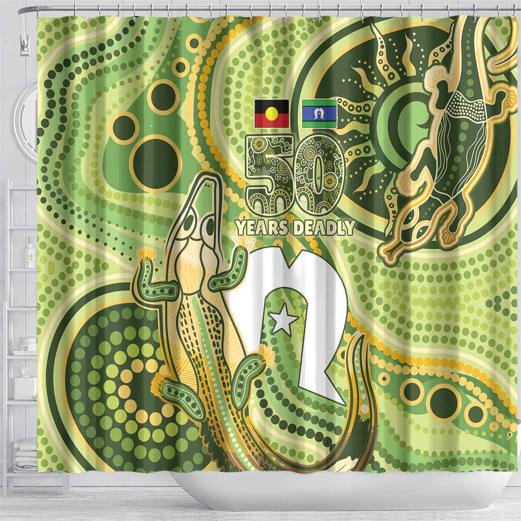 2026 NAIDOC Week 50 Years Deadly Shower Curtain Flows of Time
