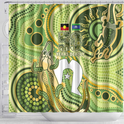 2026 NAIDOC Week 50 Years Deadly Shower Curtain Flows of Time