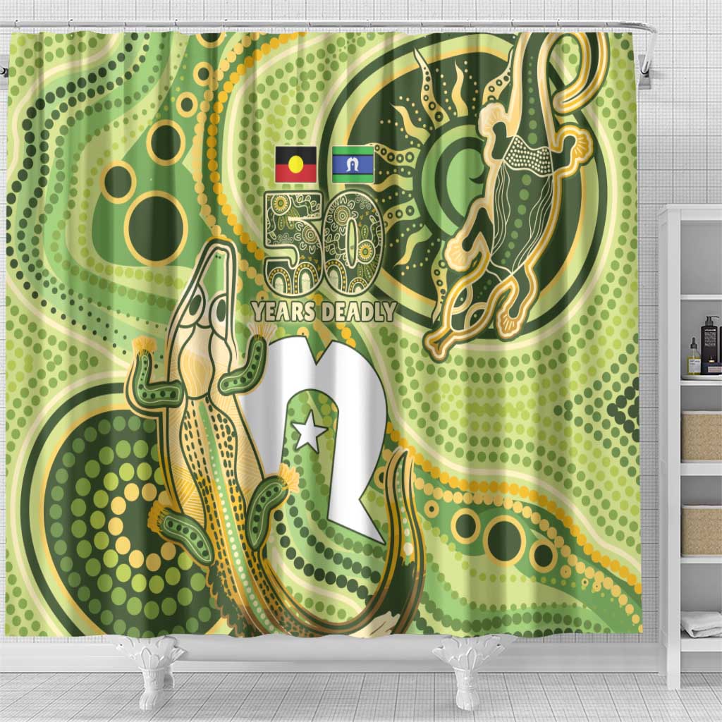 2026 NAIDOC Week 50 Years Deadly Shower Curtain Flows of Time