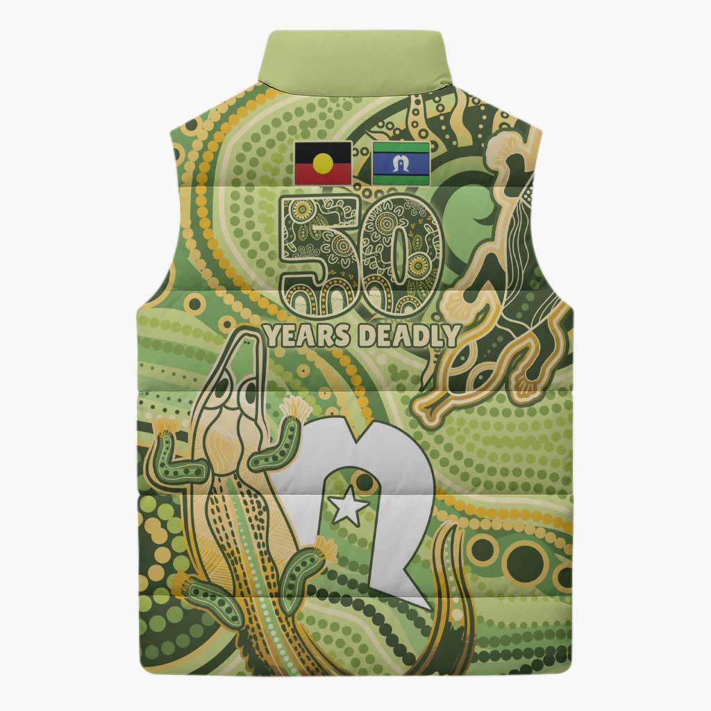 2026 NAIDOC Week 50 Years Deadly Sleeveless Puffer Jacket Flows of Time