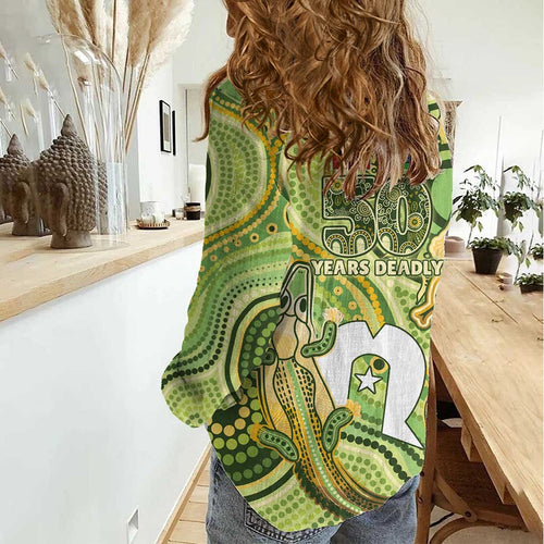 2026 NAIDOC Week 50 Years Deadly Women Casual Shirt Flows of Time