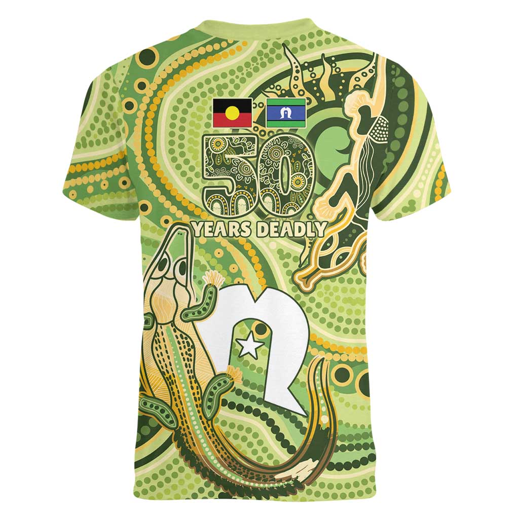 2026 NAIDOC Week 50 Years Deadly Women V-Neck T-Shirt Flows of Time