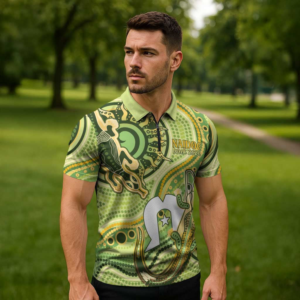 2026 NAIDOC Week 50 Years Deadly Zipper Polo Shirt Flows of Time
