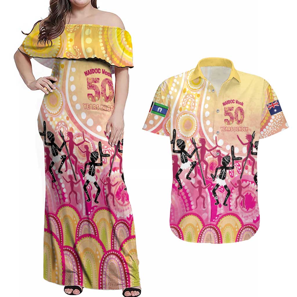 NAIDOC Week 2026 Indigenous Personalized Couples Matching Off Shoulder Maxi Dress and Hawaiian Shirt